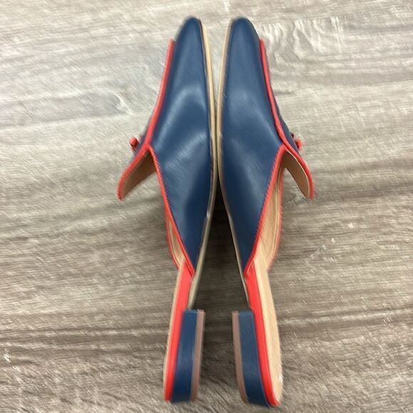 J. Crew Piped Loafer Mules In Red And Navy Size 7.5/ New - Picture 5 of 7